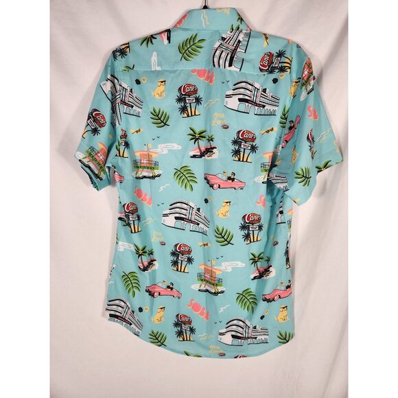 Raising Cane's Novelty Print Shirt Kitschy Beach Surf Button Up Small - Picture 5 of 5